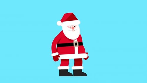 Flat Design Santa Claus Waving Animation