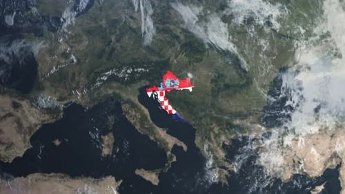 Animated Earth Zoom Revealing 3D Croatia Map