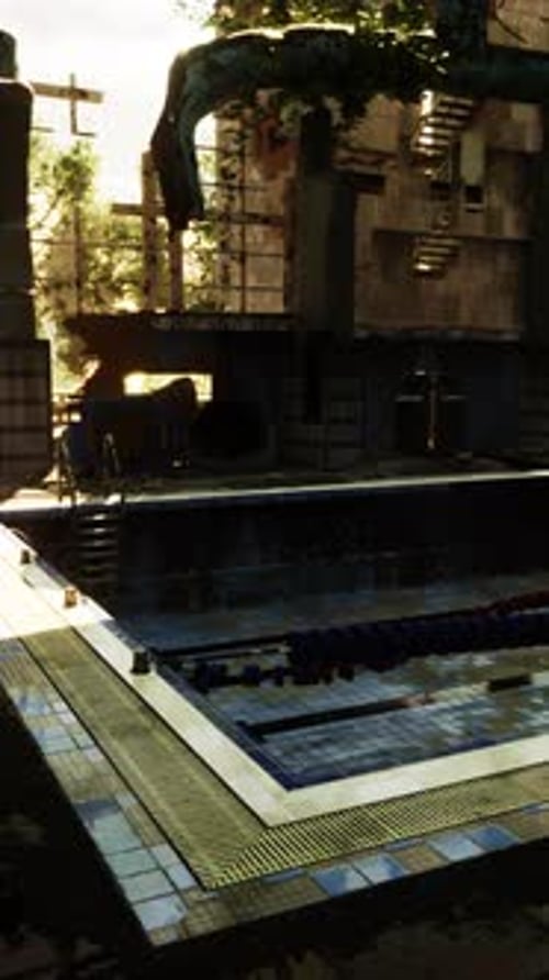 Large Indoor Swimming Pool in Abandoned Building