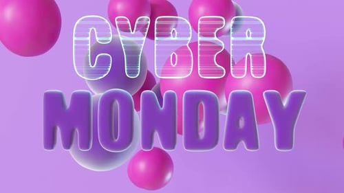 Futuristic Cyber Monday Title Reveal with Abstract Spheres
