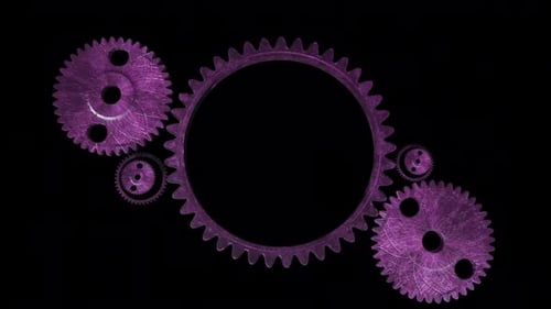 Animated Purple Textured Gears Logo Reveal