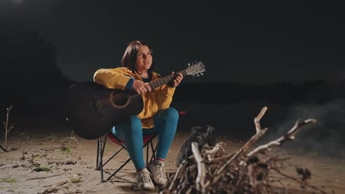 Quiet Evening of Reflective Tunes Under Starry Coastal Sky Soothing Night Filled with Gentle