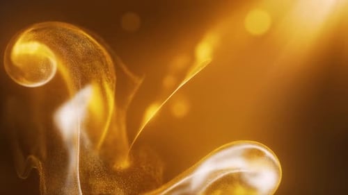 Elegant Golden Fluid Particles Flowing Abstract Motion Background