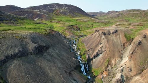Serenity Iceland Nature Background Volcanic Mountain Valley Iceland Northern Landscape From Height