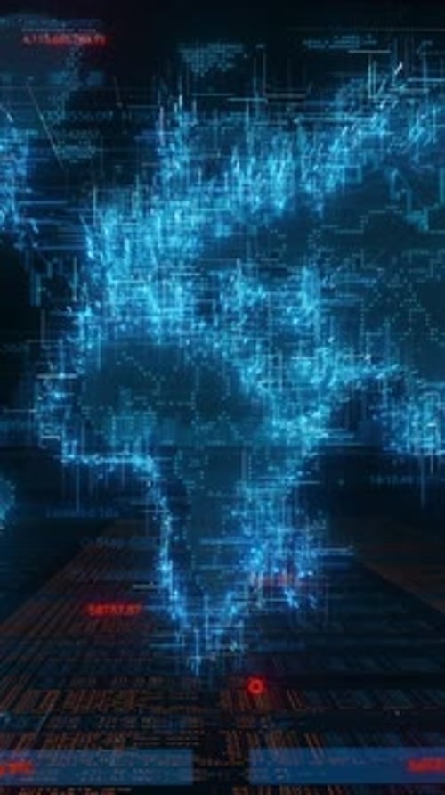 Vertical Video Futuristic Cyber World Map