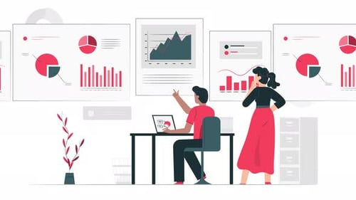 Animated Business Data Presentation with Flat Design Style