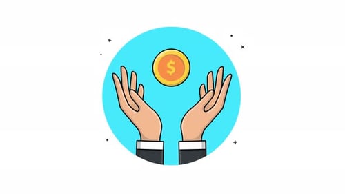 Animated Hands Holding Up Golden Dollar Coin
