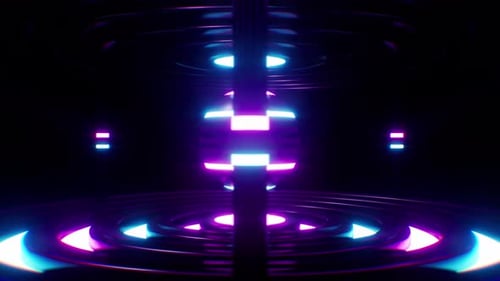 Neon Purple Blue Futuristic Sphere Glowing Lights Abstract Dark Energy Tunnel Space