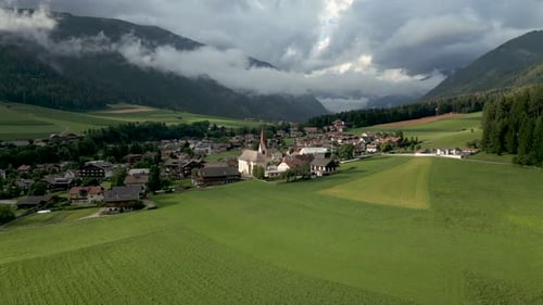 Aerial view of St.Veit church, Italy.