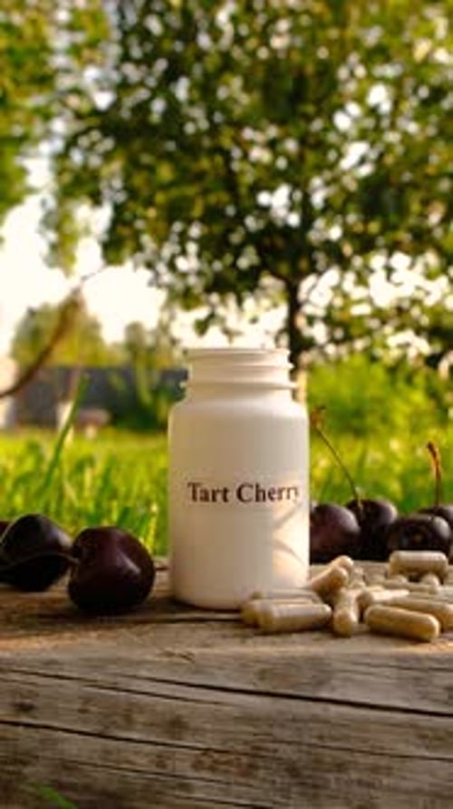 Cherry Extract in Supplements Selective Focus