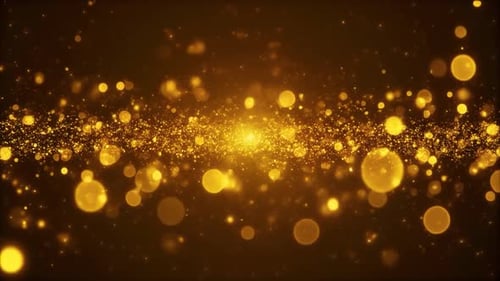 Golden Sparkling Particles Abstract Celebration Background