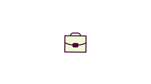 Flat Design Briefcase Icon Opening with Money Reveal