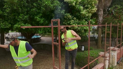 Foundation Build Aerial of Soil Unloading at Site