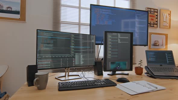 Desk of Software Engineer Working from Home, Lifestyle Stock Footage ft ...