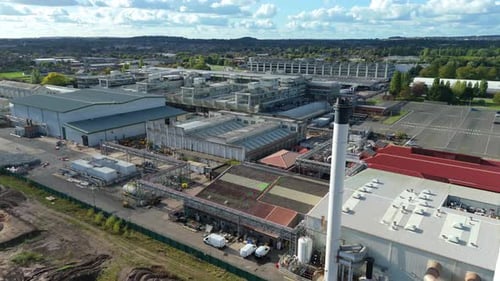 Aerial view of industrial complex, United Kingdom.