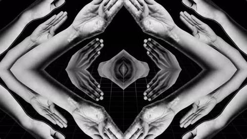 Abstract Retro Hands Loop with Halftone Effect