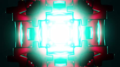 Teal Mandala Tunnel VJ Loop with Magenta Accents and Pulsating Kaleidoscopic Glow