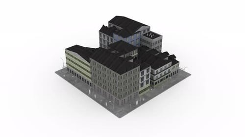 Introducción al pavimento de un edificio urbano de bloques en 3D capaz de circular