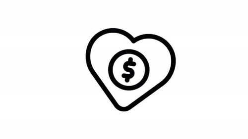 Minimalist Line Icon Animation of Heart with Dollar Sign
