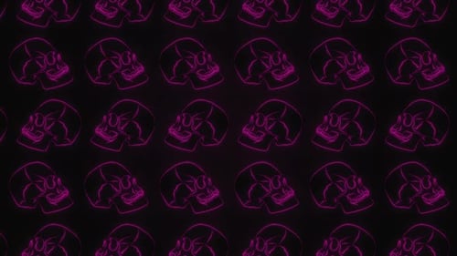 2 D Skulls Pink Motion Pattern
