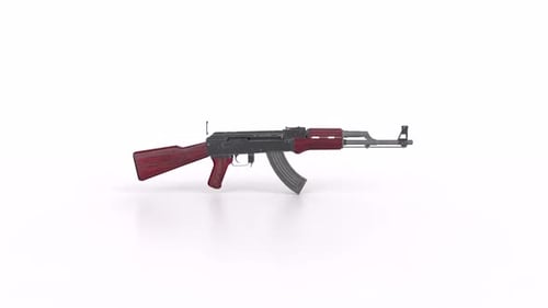 Ak47 rifle 3d object rotating loop