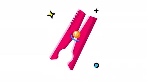 Animated Clothespin Icon With Simple Pop Elements