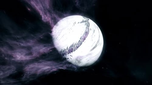 Mysterious Planet with Abstract Purple Nebula Motion Background