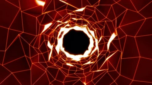 Abstract Futuristic Glowing Geometric Tunnel Background Loop