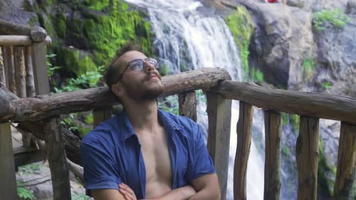 Peaceful man on vacation.