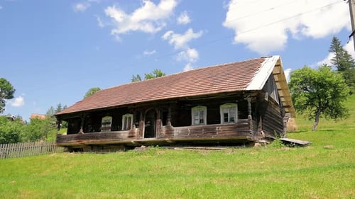 A House in the Village of the 19Th Century Built in the Ukrainian Carpathians Old Historic Boyki