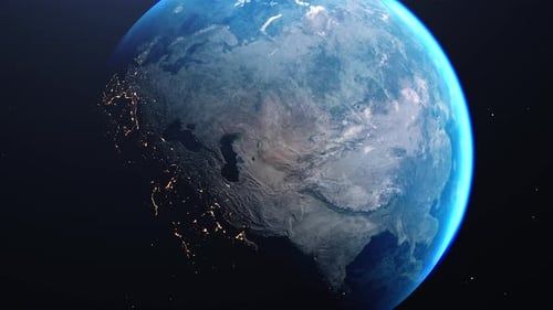 Spinning Earth Day and Night Transition from Space