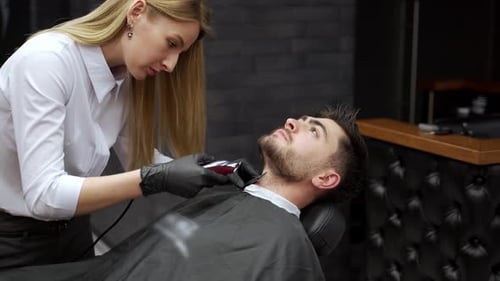 Beard Shaping in a Modern Barber Shop
