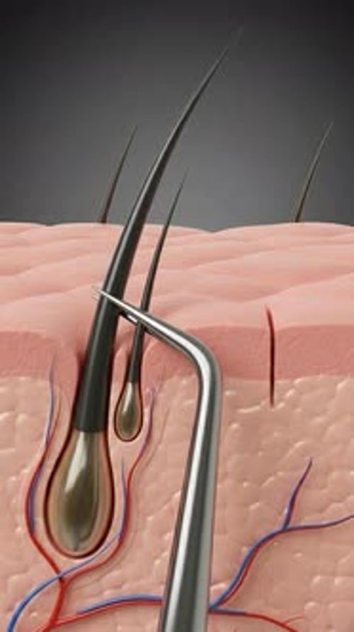 Hair Transplant - Fue Procedure Microscopic View 3D Animation | Manestream Den