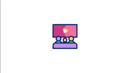 Icono de animación viendo películas