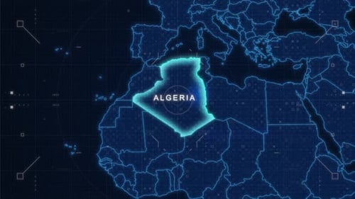 Futuristic Digital World Map Highlight and Scan