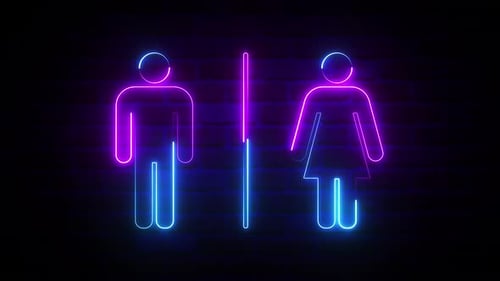 Man And Woman Toilet Neon Sign Background Loop
