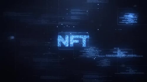 Nft Word On Dynamic Technology Background