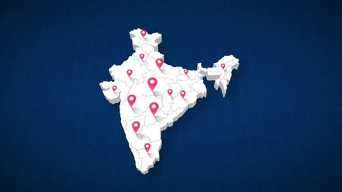 Animação de pontos de localização do mapa da Índia