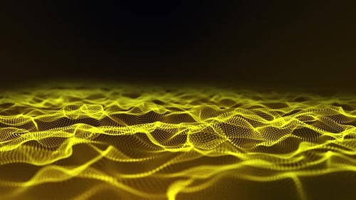 Abstract digital particle wave and light abstract background - gold