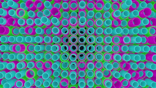 Rhythmic Pulsating Geometric Tubes Grid Animation