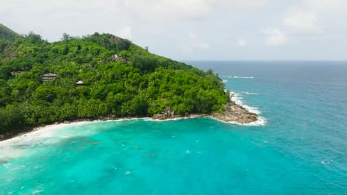 The Coast of Mahe Island with Jungle and Ocean Surf Seychelles Mahe