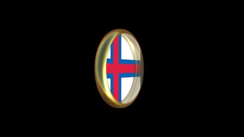 Faroe Islands Flag 3D Spinning Button Emblem