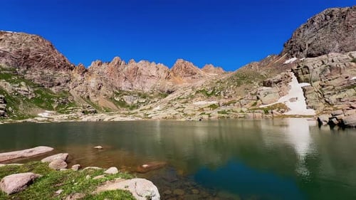 Après-midi d'été : glacier Twin Lakes, bassin de Chicago, Colorado, Silverton, chaîne de San Juan, montagnes Rocheuses