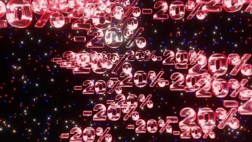 3D Red Glossy Minus Twenty Percent Sale Numbers Background