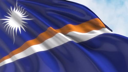 Realistic Marshall Islands Flag Waving in Slow Motion