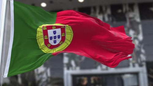 Realistic 3D Portugal Flag Waving Animation