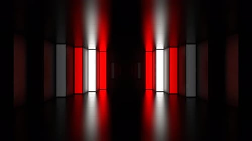 Corridor With Red And White Neon Stepped Walls Background Vj Loop In 4K