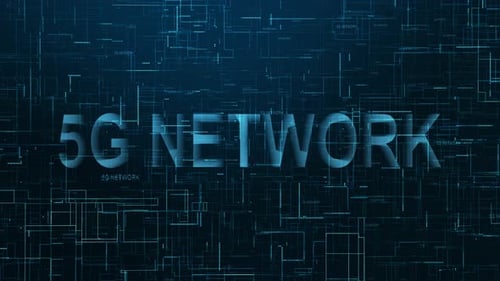 5g Network Text Technology Data Line Animation Blue Color