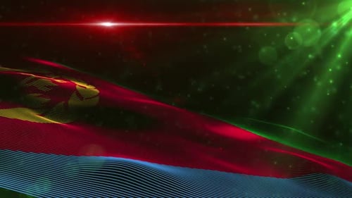 Digital Waving Flag with Lens Flares and Particles Background