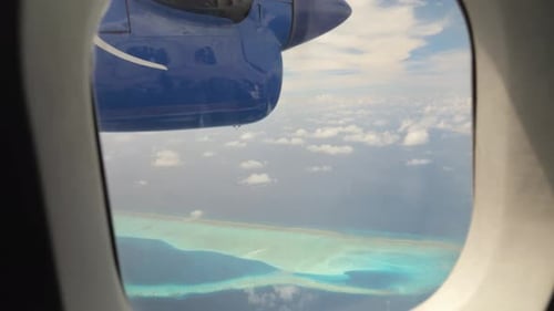 Aerial view of Kihaa Island and its turquoise lagoon in the Maldives